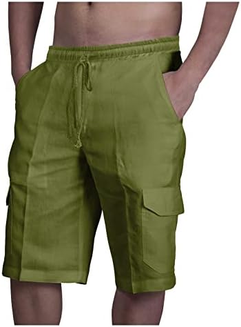 מכנסי פשתן כותנה של פיררו לגברים מכנסי חוף מזדמנים נוחות גמיש מותניים מותניים אימון מכנסיים קצרים עם כיס עם כיס
