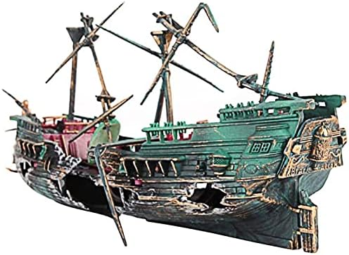 ZSQZJJ אקווריום אקווריום דגים נוף נוף פיראטים ספינת הרס ספינה עיצוב קישוט סירת שרף קישוט אקווריום קישוט