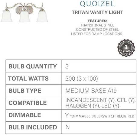 קוויזל ט8604 מיליארד ברזי טריטאן בסגנון יהירות אמבטיה תאורת קיר, 4-אור, 400 וואט, ניקל מוברש