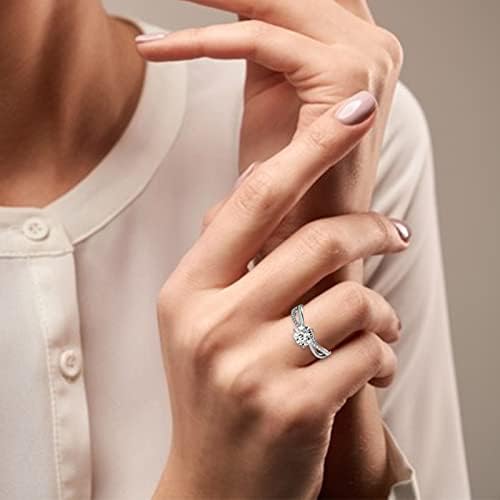 2023 חדש תכשיטים טבעת עגול לבבות חצים לחתוך יהלומי כסף טבעת טבעת שש יהלומי טבעת נשים של אירוסין הלבשת גודל 8 טבעת