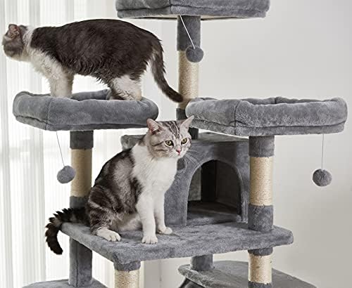 חתול מגדל, 67 סנטימטרים רב-רמת חתול עץ, חתול עץ בית עם סיסל-מכוסה מגרד הודעות, מרופד פלטפורמה, ערסל ודירה, עבור מקורה