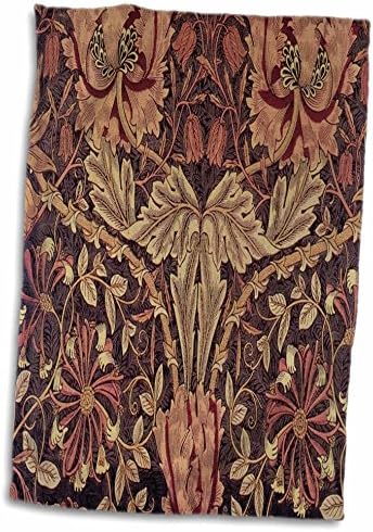 תמונת ורד תלת מימדית של ויליאם מוריס בראון ואפרסק דפוס דפוס מגבת יד, 15 x 22