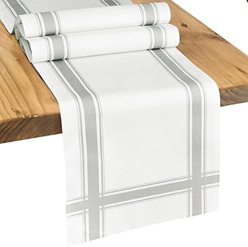 פשוט פס שולחן רץ לבן שולחן רץ חווה דקורטייב שולחן רץ גיאומטרי דפוס שולחן רץ לבית מטבח שולחן, אפור