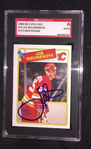 ג'ו Nieuwendyk חתם 1988/89 כרטיס טירון O-Pee-Chee 16 SGC אימות-הוקי קלף כרטיסי חתימה