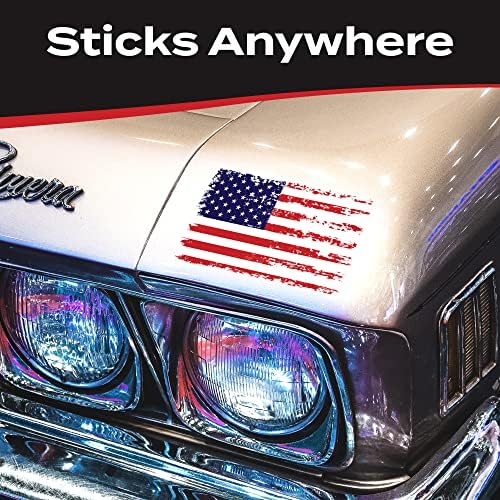 מדבקות דגל אמריקאי של Stickios - מדבקה דגל אמריקאית מרופטת למכוניות, משאיות וחלונות - מדבקות דגל פטריוטי שנעשתה בארצות