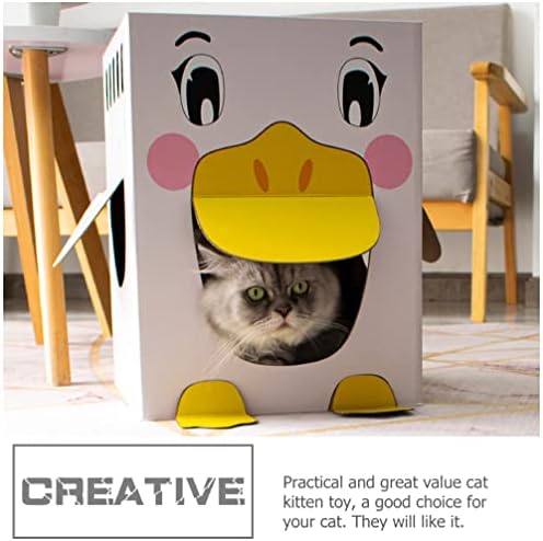 קרטון חתול בית חתול מגרד לוח ברווז בצורת חתלתול גרדן תיבת גלי נייר תיאטרון מגרדים מקורה חתולי מחבוא עבור חיות מחמד
