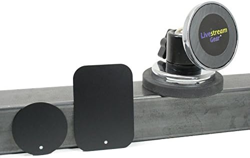 Gear Livestream® - הרכבה על טלפון מגנטי מצופה גומי עם ראש כדור - כוללת את מערכת צלחות ההרכבה המגנטית שלנו לחיבור התקן.